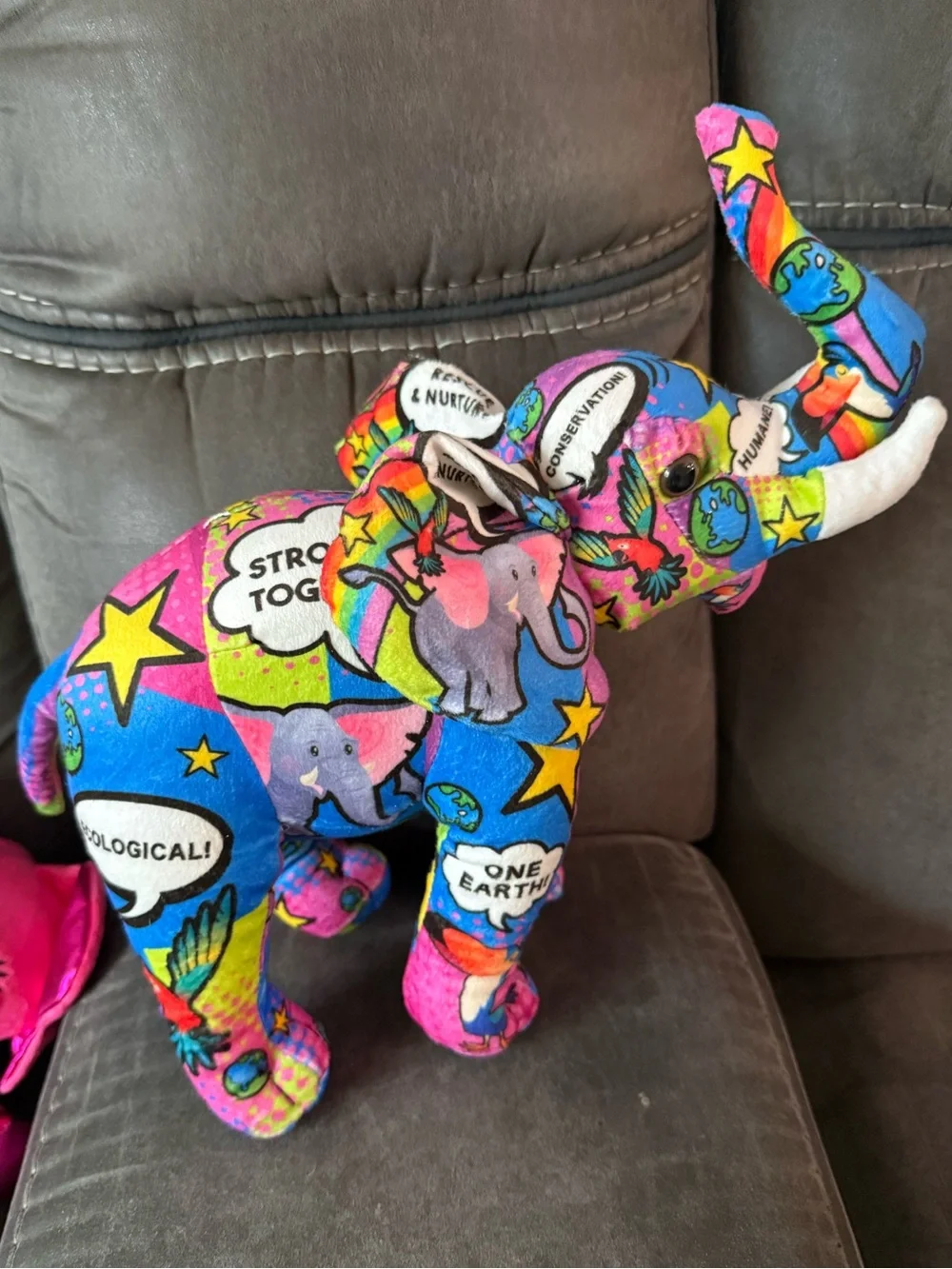 Ty Multicolor Plush Elephant & Giraffe Set - Bright Patterned Collectibles